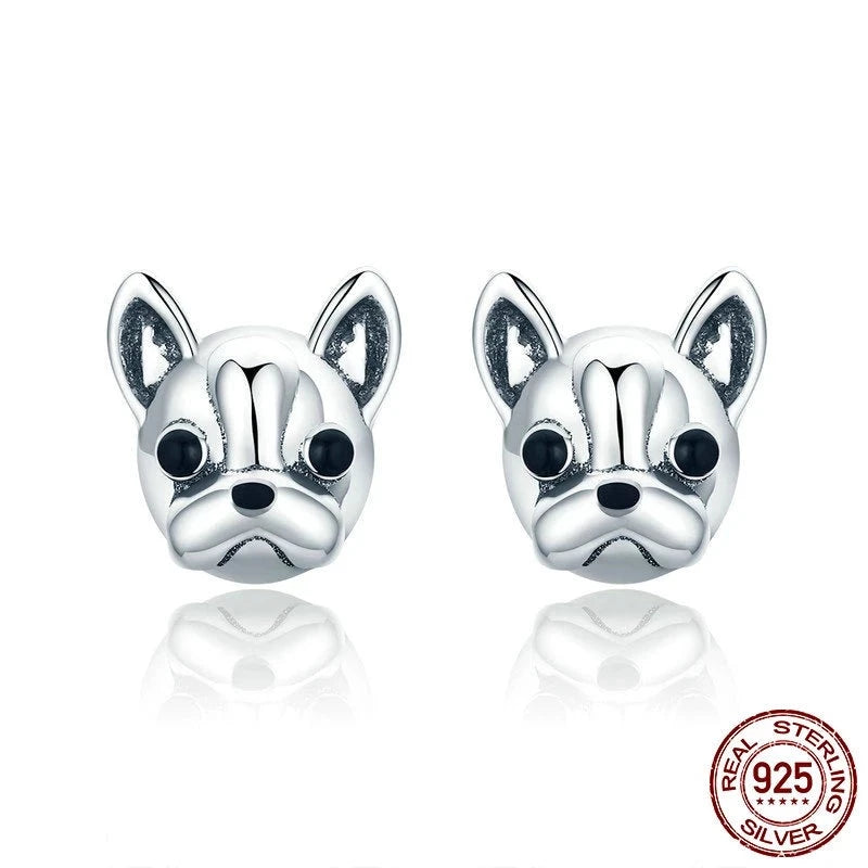 Silver French Bulldog Earrings
