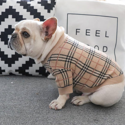 Plaid French Bulldog Sweater