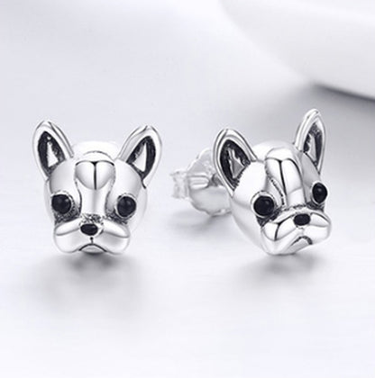 Silver French Bulldog Earrings