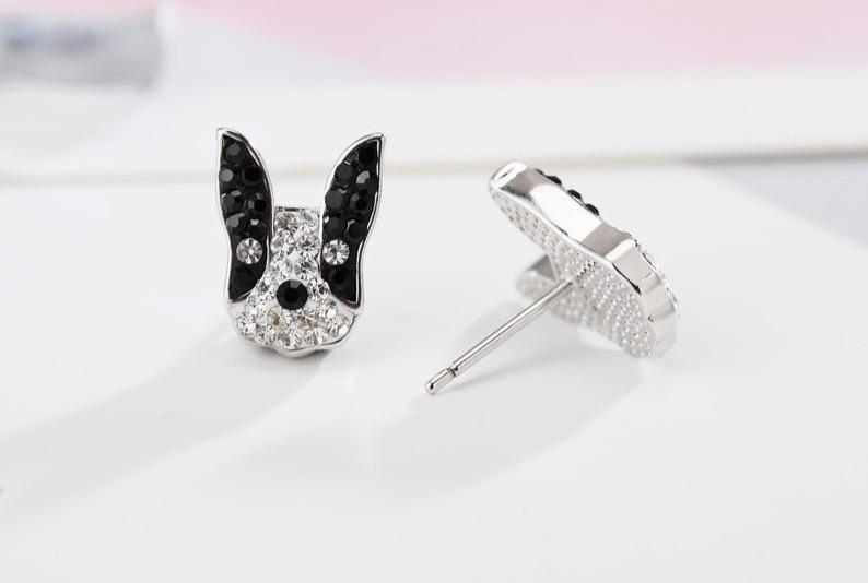 Addie Crystal French Bulldog Stud Earrings Default Title