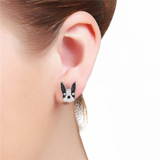 Addie Crystal French Bulldog Stud Earrings