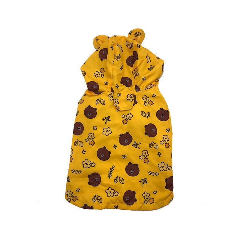 Cartoon Bear Waterproof French Bulldog Hooded Raincoat Yellow S