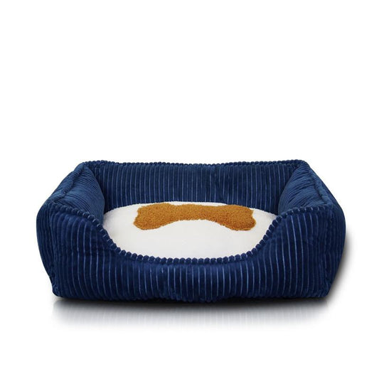 Corduroy Bone Frenchie Bed Blue M