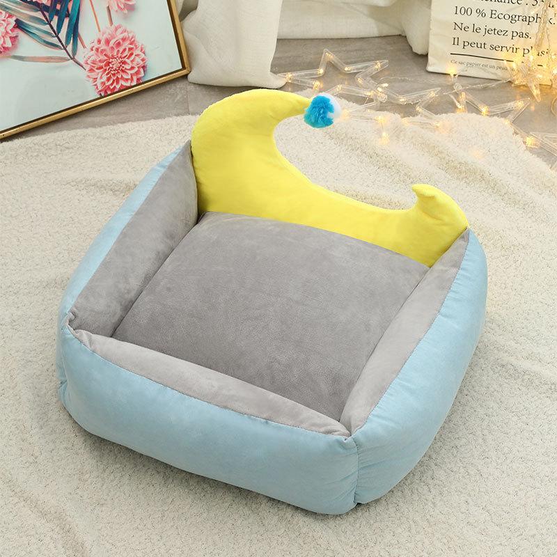 Crescent Moon French Dog Bed Light Blue L
