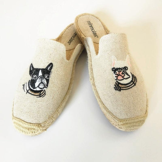 Dog Embroidered Mules Beige 11