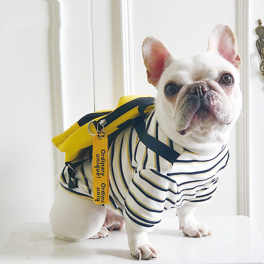 Backpack Striped Frenchie T-Shirt