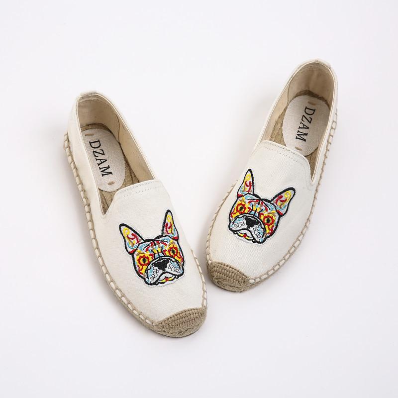 Embroidered Frenchie Espadrilles White 41