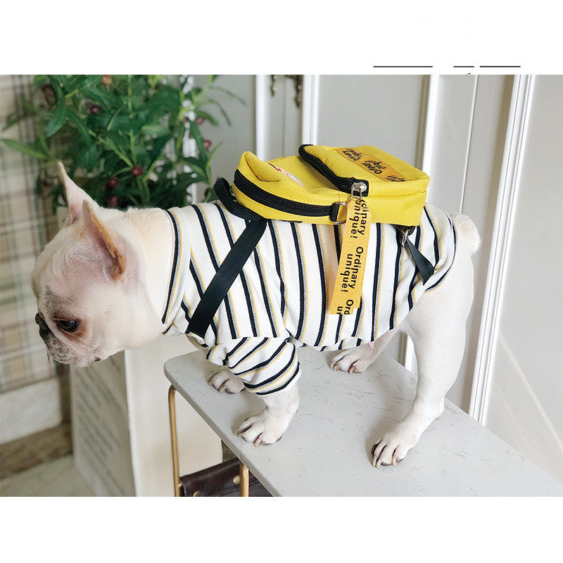 Backpack Striped Frenchie T-Shirt