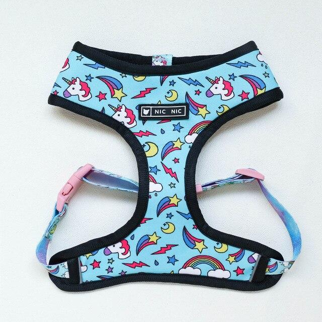 French Bulldog Unicorn Harness And Leash Set Blue Harness XL