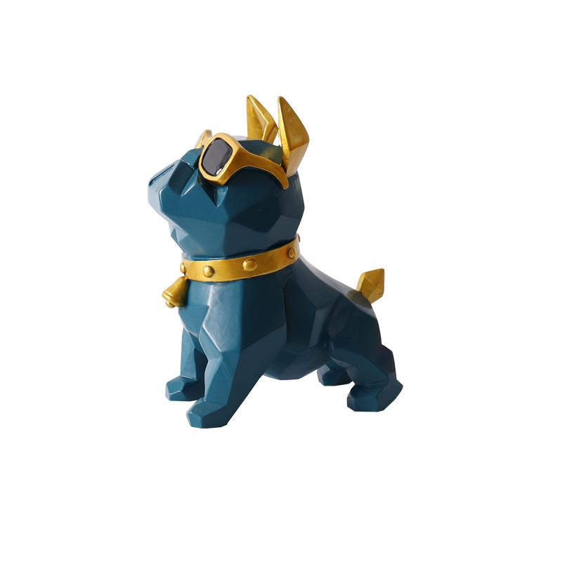 Geometric French Bulldog Figurine Blue