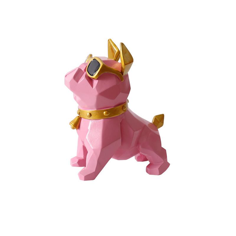 Geometric French Bulldog Figurine Pink