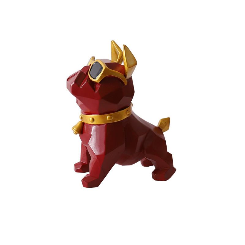 Geometric French Bulldog Figurine Red