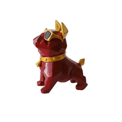Geometric French Bulldog Figurine Red
