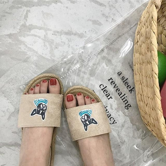 Pardon My Frenchie Women's Slide Sandals BEIGE 38