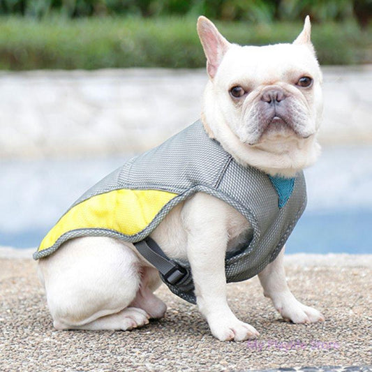 Reflective Cooling Dog Vest Gray yellow XS