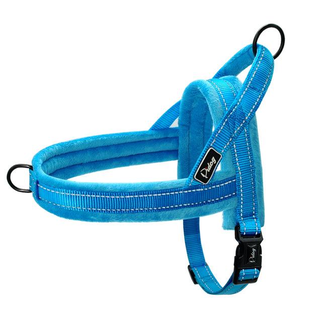 Reflective-Padded Frenchie Dog Harness Blue L