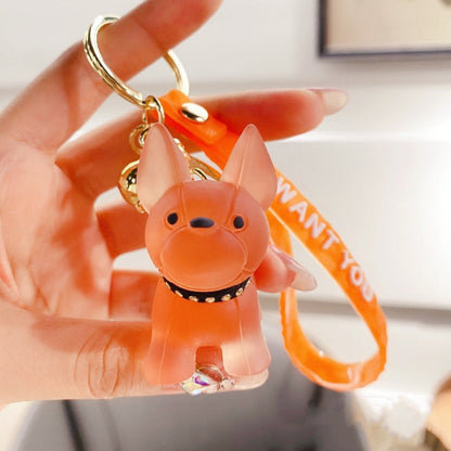 Transparent Bulldog Keychain Orange
