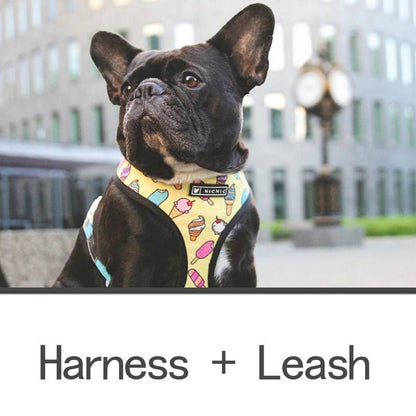 Unicorn French Bulldog Harness And Leash Set Pink Harness-Leash L