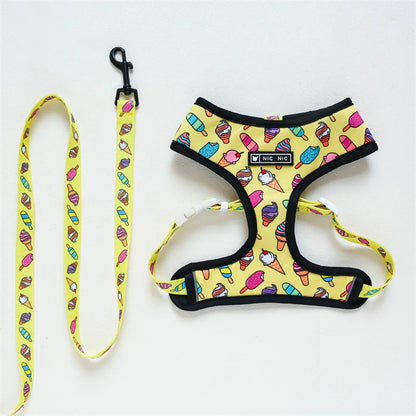 Yellow Ice Cream  French Bulldog Harness And Leash Set