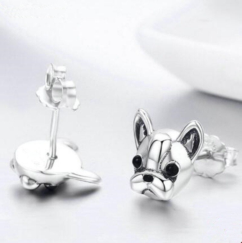 Silver French Bulldog Earrings