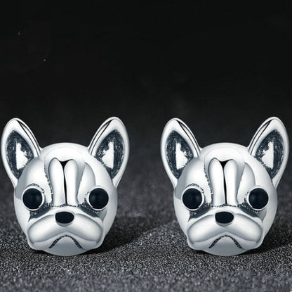 Silver French Bulldog Earrings