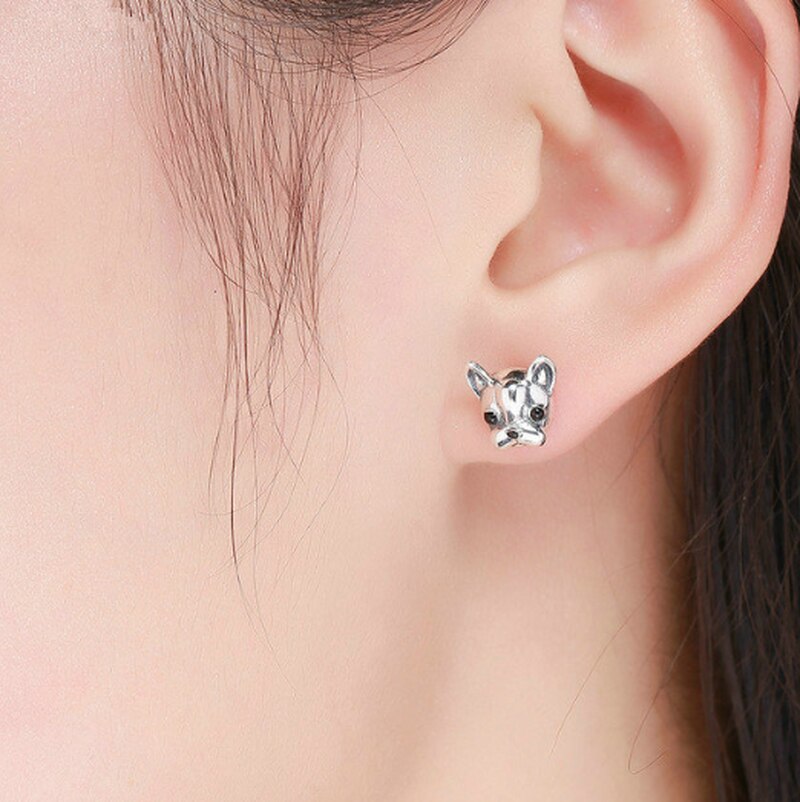 Silver French Bulldog Earrings