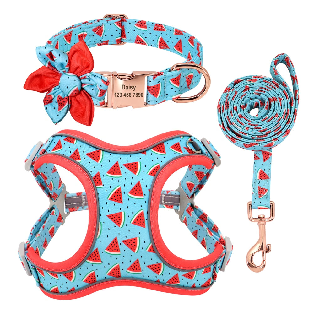 Fruity French Bulldog Collar Harness And Leash Set