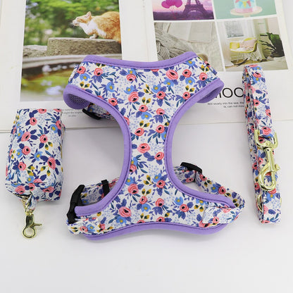 Flowers and Frenchie Harness With Waste Bag Dispenser