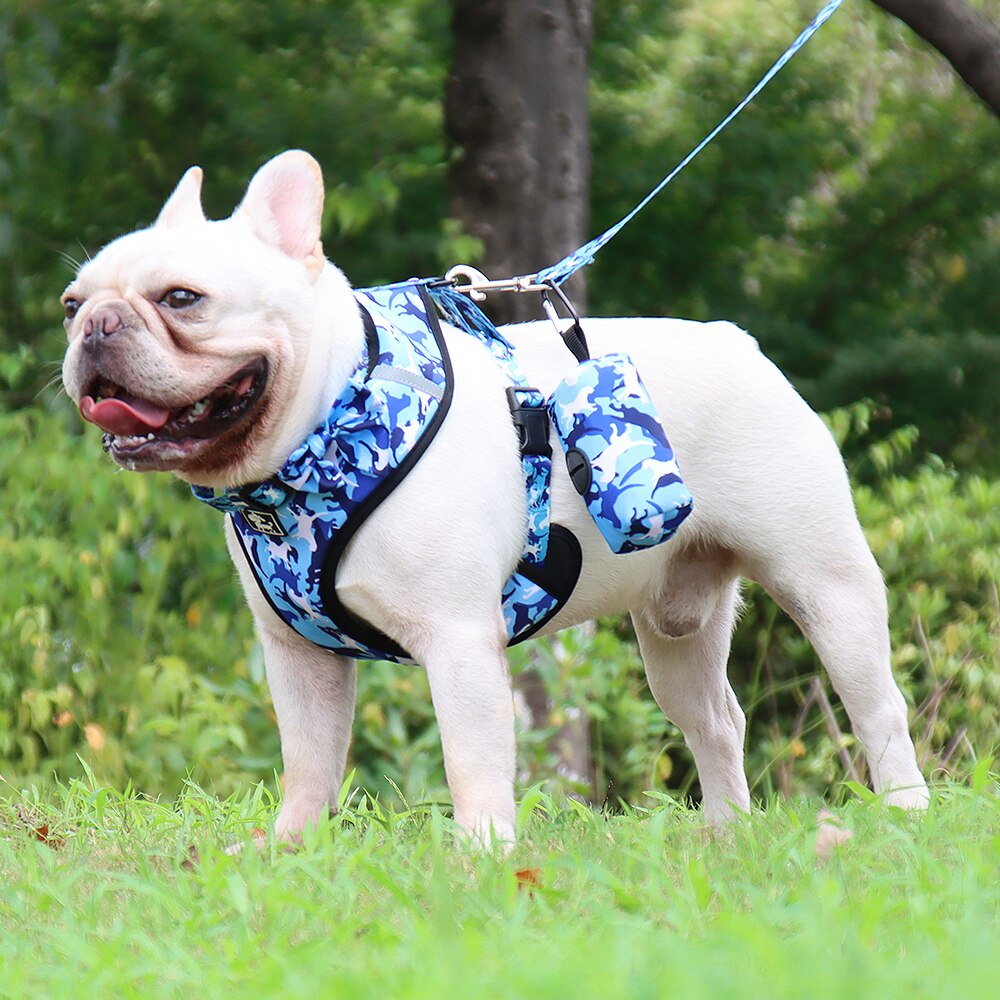 French Bulldog Harness With Waste Bag Dispenser