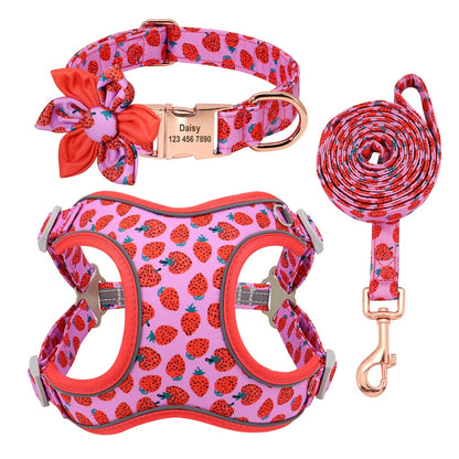 Fruity French Bulldog Collar Harness And Leash Set