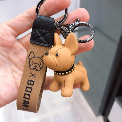 Boom Boom Frenchie Keychain Coffee