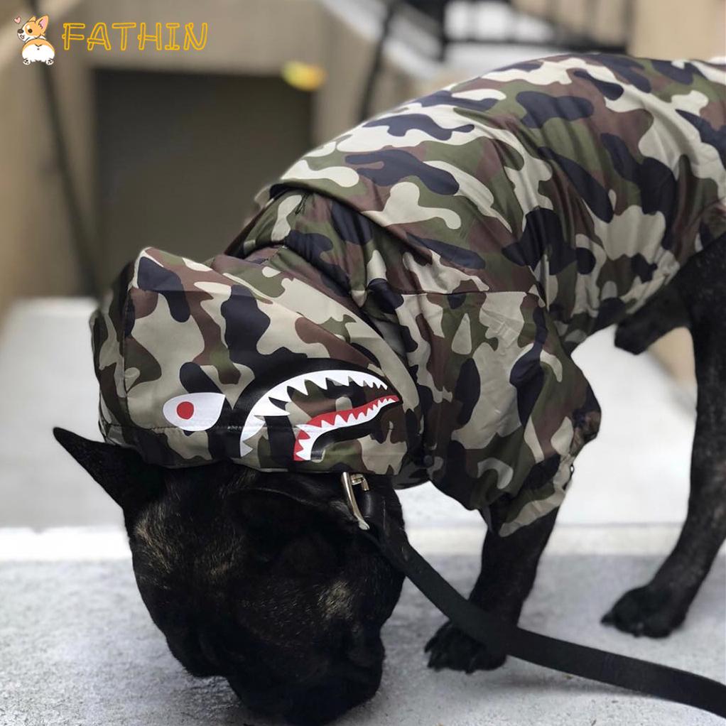 Camouflage Shark Frenchie Hooded Jacket S