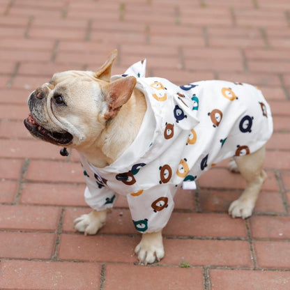 Cartoon Bear Waterproof French Bulldog Hooded Raincoat S