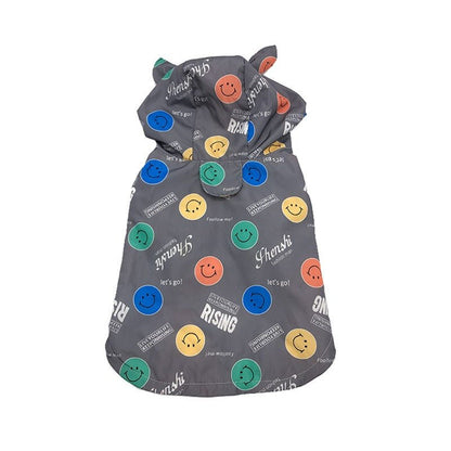 Cartoon Bear Waterproof French Bulldog Hooded Raincoat Gray FB