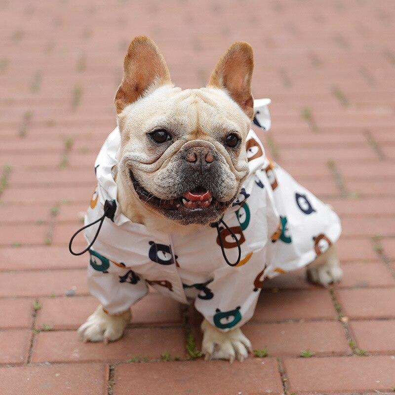 Cartoon Bear Waterproof French Bulldog Hooded Raincoat S