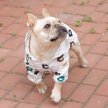 Cartoon Bear Waterproof French Bulldog Hooded Raincoat S