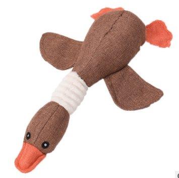 Dog Squeaker Duck Toy Brown