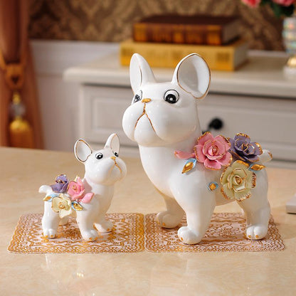 Floral French Bulldog Figurine Dog