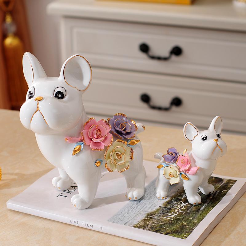 Floral French Bulldog Figurine Dog