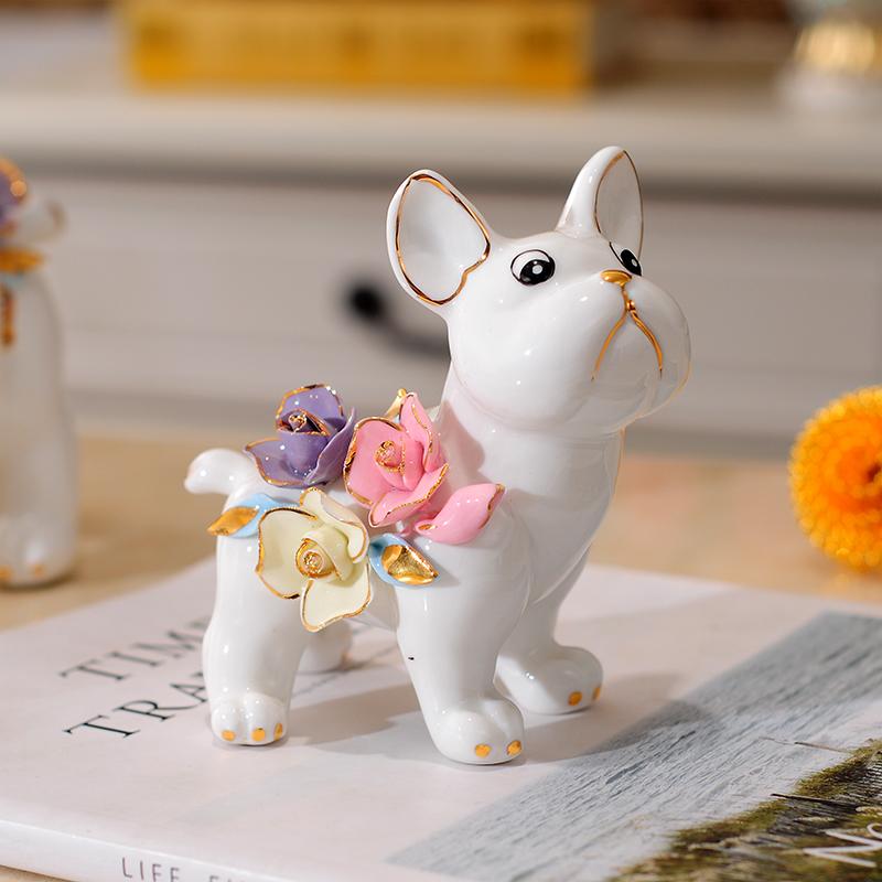 Floral French Bulldog Figurine Dog