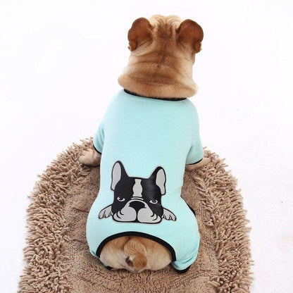 French Bulldog Print Dog Pajamas Blue XS