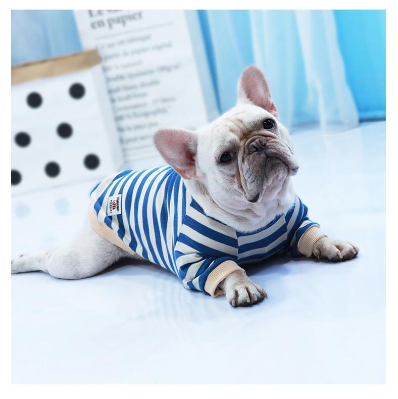 French Bulldog Striped Sweater Blue S