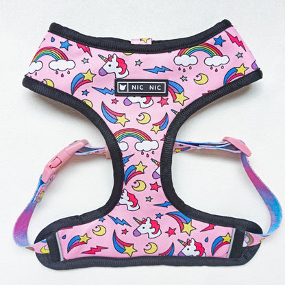 French Bulldog Unicorn Harness And Leash Set Blue Harness XL
