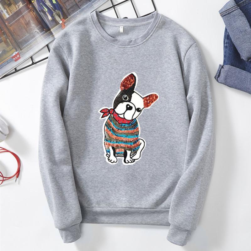 French Dog Printed Sweatshirt Grey 3XL