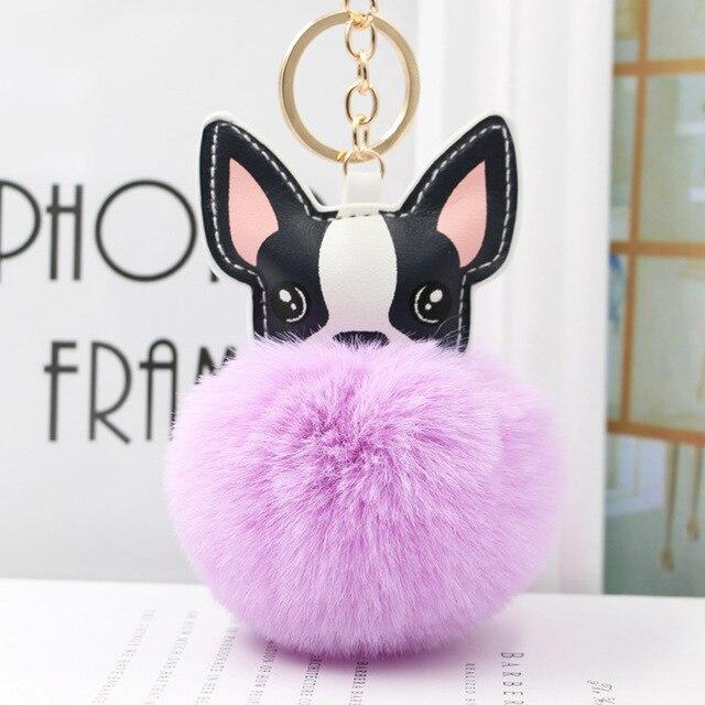 Frenchie Pom-Pom Pendant Purple