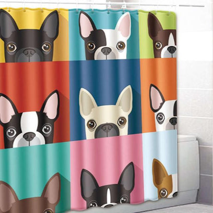 Frenchie Print Shower Curtain Batch Set Colorful Shower Curtain