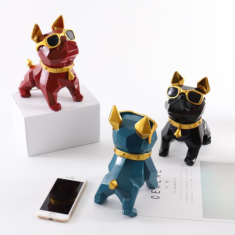 Geometric French Bulldog Figurine White