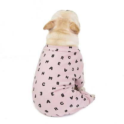 Letter Print French Bulldog Pajamas Gray S