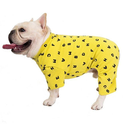 Letter Print French Bulldog Pajamas Gray S