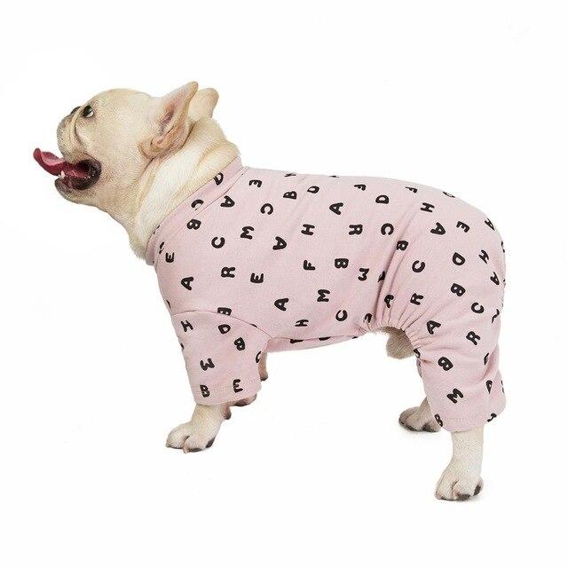 Letter Print French Bulldog Pajamas Gray S